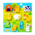 Planche de puzzle en bois pour enfants apprentissage précoce jouets de ferme assortis - Animaux de la Ferme
