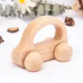 Natural wood baby push toy car, smooth sensory grasping training toy for toddlers - Taxi