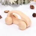 Natural wooden toy car for toddlers, smooth push sliding baby grasping training car variant. - Ambulance