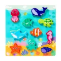 Jeu de puzzle 3D en bois animaux marins Montessori jouet educatif cognitif pour enfants - Animaux de l'Océan