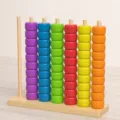 Wooden educational beading toy for kids, colorful sorting rings stacking game, desktop logic puzzle. - Oversized Bead Matching Game