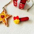 Pinza de pelo roja de campana navideña con lazo para fiestas infantiles y peinados lindos - Campana