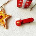 Pince à cheveux mitaine rouge de Noël mignon accessoire de fête pour femmes et enfants - Citrouille
