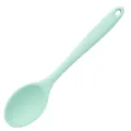 Mint green solid silicone cooking spoon, kitchen mixing spoon with hanging hole for easy use. - Soup Spoon / Green