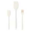 Set di spatole e pennello olio in silicone bianco 3 pezzi utensili da cucina per dolci - Set di 3 pezzi / Bianco avorio