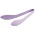 Purple silicone food tong with leaf pattern, heat resistant kitchen cooking BBQ steak tong. - Purple