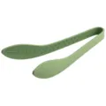 Green silicone food tong with leaf pattern, heat resistant kitchen cooking BBQ steak tong tool. - Green