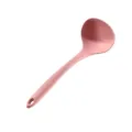Ergonomic pink silicone soup ladle with hanging hole for non-stick cookware daily use. - Spoon / Pink