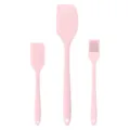 Set di spatole e pennello da cucina in silicone rosa, kit da 3 pezzi per dolci e pasticceria. - Set di 3 pezzi / Rosa Macaron