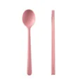 Roze Siliconen Lepel en Stokjes Set Draagbaar Servies voor Dagelijks Gebruik - Lepel en Eetstokjes Set / Roze
