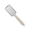 Stainless steel cheese grater with beige ribbed handle lemon zester kitchen tool SKU - Flat Fine Hole