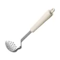 Stainless steel potato masher with beige handle, durable kitchen tool for home cooking. - Potato Masher, Large