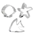 Set di 3 stampi per biscotti a tema marino con conchiglia e stella in acciaio inox - Imballaggio in sacchetto / Argento