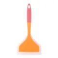 Silicone spatula for non-stick pans wide kitchen cooking tool frying egg shovel pink handle - Transparent Orange