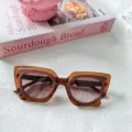 Gafas de sol cat eye grandes mujer estilo moderno proteccion solar montura optica - Té Transparente Patilla Té Lente Marrón Degradada