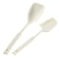 Kit spatule et pinceau de cuisine en silicone blanc, ustensile résistant pour pâtisserie. - Ensemble deux pièces / Blanc