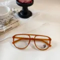 Gafas de sol aviador fotocromáticas retro de doble puente para mujer, protección solar elegante. - Naranja