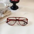 Detail view of retro double-bridge tortoise photochromic aviator sunglasses for women fashion. - Leopard Print