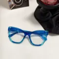 Gafas de Ojo de Gato Degradadas Azules Montura Óptica Transparente Estilo Moda Diaria - Azul Oro