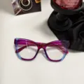 Montura de gafas de ojo de gato morado degradado, óptica elegante para mujer detalle. - Púrpura Fucsia