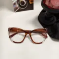 Elegantes Gafas de Sol Cat Eye Vintage Mujer Montura Transparente Marron Gradiente. - Té