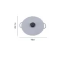 Tapa de silicona redonda para alimentos con asas y pomo negro, apta para microondas. - 15,3 cm - Gris
