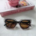 Occhiali da sole cat eye oversize per donna e uomo, stile ins protezione UV alla moda. - Grigio Trasparente Gamba Nera Lente Marrone