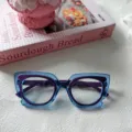 Occhiali da vista gatto grande montatura, blu e viola trendy, occhiali decorativi alla moda. - Blu Viola Trasparente