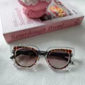 Occhiali da sole gattino stampa leopardo trasparente lenti sfumate stile alla moda - Trasparente Tartarugato Gamba Nera Lente Marrone