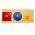 Montessori wooden geometric shape sorting board for toddler early educational learning toys. - Three-Color Geometric Insets