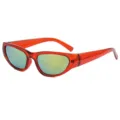 Y2K Futuristic Sunglasses Red Frame Mirrored Trendy Glasses Unisex Streetwear Eyewear - Transparent Tea Frame with Gold Mirror Lenses
