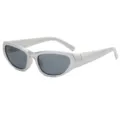 Futuristic Y2K sunglasses silver frame dark lens unisex fashion punk riding eyewear - Silver Frame Grey Lens