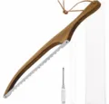Wooden bread lame curved serrated slicing knife with screwdriver and white box packaging. - Bread Slicer