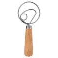 Stainless Steel Danish Dough Whisk with Wooden Handle Bread Blender Kitchen Baking Tool - Small Single Ring