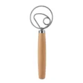 Danish dough whisk with wooden handle, stainless steel wire bread flour mixing tool for baking. - Medium Single Ring