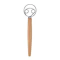 Batidor de masa danés con mango de madera ergonómico y cabeza de alambre de acero inoxidable. - Doble anillo grande