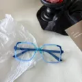 Schicke farbblockierende Blaulicht-Brillenfassung, modische optische Brille für den Alltag. - Blau Gold