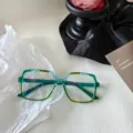 Modische übergroße quadratische Brille mit Farbverlauf Blaulichtfilter Gestell Damen elegant - Grün