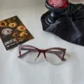 Montura de gafas anti luz azul cat-eye con elegante diseno de bloque de color para calle. - Leopardo Café Transparente