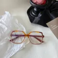 Schicke Oversize Blaulichtfilter Brille, stilvolles zweifarbiges Gestell fuer den Alltag. - Orangebraun