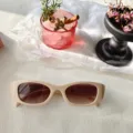 Gafas de Sol Estilo Ojo de Gato Beige Retro Montura Pequeña Lentes Degradadas UV - Montura Crema Lentes Té