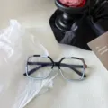 Modischer farbblockierter Blaulichtfilter Brillenrahmen, quadratische Damenoptikbrille. - Schwarz Weiß