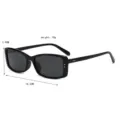 Rétro petites lunettes de soleil carrées pour femmes, chic noir lunettes tendance design léger. - Monture Noire Verres Gris
