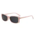Retro rosa quadratische Sonnenbrille für Damen, trendige Vintage-Brille mit Metallnieten. - Rosa Rahmen Graue Linse