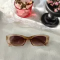Chics lunettes de soleil œil-de-chat transparentes marron rétro avec verres dégradés. - Champagne