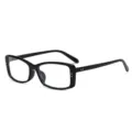 Damen Vintage kleine quadratische Brille klare Gläser mit Metallnieten Dekor schwarz - Schwarzer Rahmen