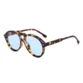 Reto-Sonnenbrille mit Schildpatt-Gestell und hellblauen Gläsern für Damen und Herren. - Schildpatt-Rahmen Blaue Gläser