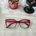 Montura de gafas carey rojo verde ojo de gato anti luz azul, estilo retro de moda. - Leopardo Rojo Y Verde