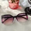 Farbverlauf lila Cat-Eye-Sonnenbrille, großer Rahmen Mode Sonnenbrille für Damen und Herren. - Grau bis Lila Verlauf