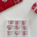Christmas glass bead detail shot, candy cane and snowflake design, DIY craft accessory showcase - 12mm Candy Canes